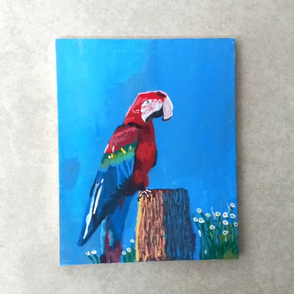 ~ Parrot painting made by me ~ Dimensions are 8 by 10 ~ Great for home decor ~